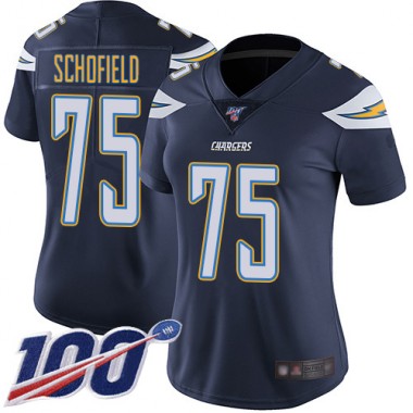 Los Angeles Chargers NFL Football Michael Schofield Navy Blue Jersey Women Limited #75 Home 100th Season Vapor Untouchable->los angeles chargers->NFL Jersey